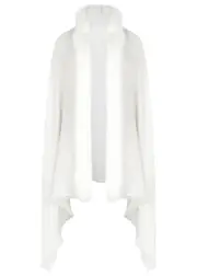 Ama Pure Black Fur-trimmed Wool Scarf - White One Size