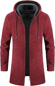 [Maiyifu-GJ] Men's Long Sleeve Knitted Cardigan Sweater Full Zip Fleece Lined Knit Sweaters Jackets Winter Warm Outerwear