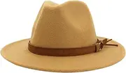 [FONSMAY] Wool Shallow Fedora Hats for Women Adjustable Men's Fashion Hats Unisex Yellow Classic Bowler Jazz