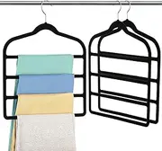 [Myfolrena] Velvet Pant Clothes Hanger Space Saving Non-Slip , Jeans Slack Trousers Multiple Closet Organizer Storage and Organization for ,Scarf,Tie, Shorts(Black,3)