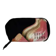 Bobbi Brown Black Pink Canvas Logo Travel Makeup Cosmetics Bag 8 x 4.5 x 3 New