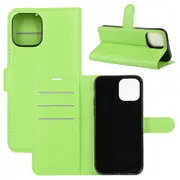 For iPhone 12 mini Case, Lychee Texture Folio PU Shielding Case , & Card Slots & Wallet, Green