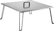 VEVOR Fire Pit Heat Deflector 24 x 24 x 13In Stainless Steel Fire Pit Cover 1.5 mm Thick Square Fire Pit Burner Cover to Push Heat Down and Out, drop in Fire Pan with Foldable Legs and Carrying Handle