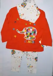 Elmer the Elephant X Primark 3-Piece Set New with Tags Top, Pant &Bib