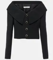 [Alessandra Rich] Alessandra Rich Off-shoulder wool jacket AU 12 black