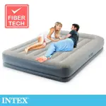 【INTEX 原廠公司貨】舒適雙層內建電動幫浦FIBER TECH雙人加大充氣床墊-寬152CM-有頭枕(64117ED)