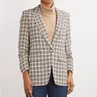 Veronica Beard Martel Dickey Checked Oversized Tweed Blazer