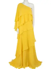 A/W22 Yellow Ruffled One Shoulder Gown