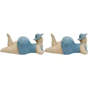 2x LVD Ceramic Ornament Sun Bathing Vintage Lady Decorative Tabletop Home Decor