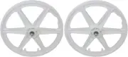 20 Plastic 6-Spoke Front Wheel & Freewheel set 3/8 Axle White.