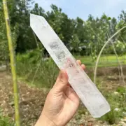 Top! 0.86kg Natural Clear quartz Obelisk Quartz Crystal Wand Point Reiki Tower