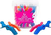 Colortrak Croc Hair Sectioning Clips Bucket (12 Pack), 8 Standard Size, 4 Jumbo Size, Section Large Amounts of Hair while Coloring, Cutting, and Styling, No Slip Rubber Grip, Assorted Colors