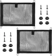 Wuyaoyao 2PCS Small Cargo Net, 14.17 × 9.45 Inch 2 Layer Elastic Storage Netting with 8 Mounting Screws and Hooks, Universal Small Mesh Cargo Net Storage Pouch for Car Trunk RV Boat
