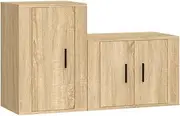 TV Cabinet Set 2 Piece - Sonoma Oak Engineered Wood, Sturdy TV Stand for Living Room, Modern Entertainment Unit with Ample Storage, Space-Saving Design for Small Homes