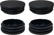 iMaylex 4 PCS 2 inch (50mm) Black Round Plastic Plugs, Tube Ribbed Inserts End Cover Caps, Floor Furniture Desk Table Chair Leg Protector