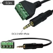 3.5mm 1/8" TRRS 4 pole Male Stereo Solderless Screw Terminal Speaker Balun Cable
