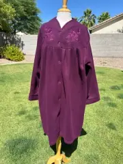 Miss Elaine Embroidered Fleece Snap Front Robe 2X Aubergine Knee Length $72 NWT