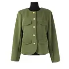 Veronica Beard Kensington Jacket NEW Army Green Knit Gold Crest Button Blazer XL