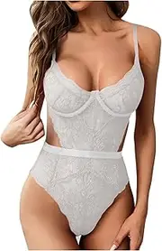 [UIVHLW] Perspective Bodysui Temptation Dresses See-Through Lace Mesh V-Neck Women's Underwear