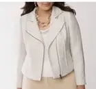 Lane Bryant Cream Gold Tweed Moto Jacket Plus Size 26