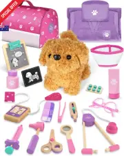 Kids Doctor Vet Play Set w/ Costume, Bag, Stethoscope – Role Play Toy Kit