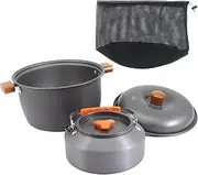 Oshhni Camping Cooking Set with Storage Pouch Cookset Large Capacity Portable Saucepan Pots Kettle Set Camping Cookware for Barbecue