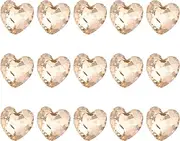 sourcing map 15 Pcs 3D Heart Champagne Nail Rhinestones K9 Glass Crystal Rhinestones Pointed Back Crooked Heart Gems for Nail Charm Art DIY Decoration Craft 8x8mm