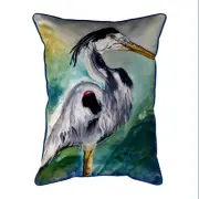 Betsy Drake Betsy's Blue Heron 20x24 Extra Large Zippered Indoor Outdoor Pillow