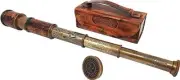 Vintage Nautical Antique Pirate Brass Telescope with Leather Case for Adults Kid