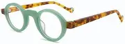 [BETSION] Vintage Spring Hinges Glass Acetate Round Eyeglasses Frames Unisex for Men Women