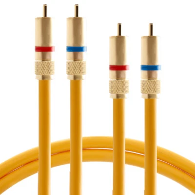 Pair HIFi Audio RCA Cable Male Plug Signal Extension Wire Connector Cord Adapter