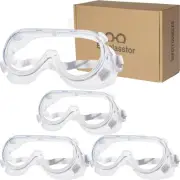 4 Pack Protective Safety Goggle for lab chemistry Large, 4 Pack/White Strap