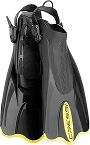 Cressi Adult Short Adjustable Fins - Snorkeling Versatile Open Heel to Use Also Barefoot - Palau SAF: Made in Italy