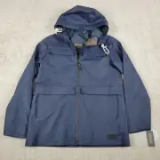Pendleton Jacket Mens M Blue Full Zip Hooded Black Watch Lined Depoe Bay Slicker
