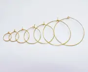 6x No Fade Gold Hoop Earring Wire, Big Circle Loop Hook w/Clasp Stainless Steel