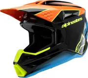 Alpinestars Supertech S-M3 Fray, motocross helmet youth , color: Black/Orange/Neon-Yellow , size: M