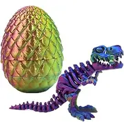 Dinosaur Egg - 3D Printed Hatching Dinosaur Egg | Flexible Articulated 3D Printed Animals | Collectible Dinosaur Statue Home Decor for Table Desk | Egg Desk Ornament for Boys, Girls