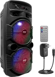 Pyle Bluetooth PA Party Speaker System 600W Rechargeable Outdoor Portable LED