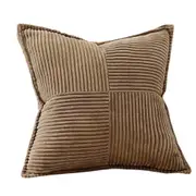 Corduroy Pillow Covers with Splicing Soft Striped Textured Christmas Throw Pillow Cases-Brown