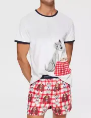 NEW PETER ALEXANDER DISNEY LADY AND THE TRAMP TOP BOXER SHORTS PJ SET M $119.90