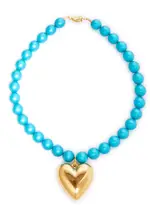 Timeless Pearly Heart Mother-of-pearl Beaded Necklace - Dark Green ONE SIZE