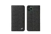 For iPhone 11 Pro Max Case Crocodile Genuine Cow Wallet Leather Cover Black