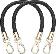 uxcell 2 Pcs Leather Purse Strap, 15.7 Inch PU Leather Braided Purse Replacement Shoulder Strap for Handbags with Buckle for DIY Handbag Purse Making, Black