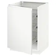 METOD base cabinet with wire baskets, white/Voxtorp matt white, 60x60x80 cm
