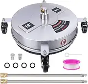 20" Pressure Washer Surface Cleaner with 4 Wheels, Stainless Steel Housing & 1/4" Quick Connector, Power Washer Attachment with 2 Extension Wands, 2 Replacement Nozzles, 4000 PSI (20inch)