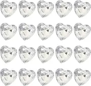 sourcing map 20 Pcs 3D Heart Transparent Nail Rhinestones K9 Glass Crystal Rhinestones Pointed Back Crooked Heart Gems for Nail Charm Art DIY Decoration Craft 8x8mm