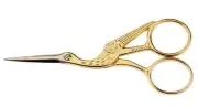 goldstar 3-1/2-Inch Classic Forged Stork Embroidery Scissors Gold Plated Finish
