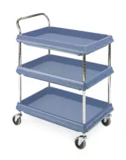 Metro BC2636-3DMB Deep Ledge 3-Shelf Utility Cart with Microban, Blue, 26" x 36