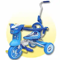 在飛比找樂天市場購物網優惠-[孩子國] 兒童可後控摺疊豪華三輪車 藍色