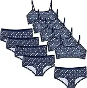 [Popular] Girl's Matching Underwear Set - Cotton Cami Bra and Hipster Panties - 11 Pieces